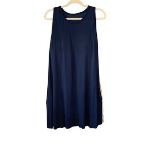 SheBird Navy Blue XL Tank Dress Sleeveless Midi Built-In Bra Pads Pockets Casual